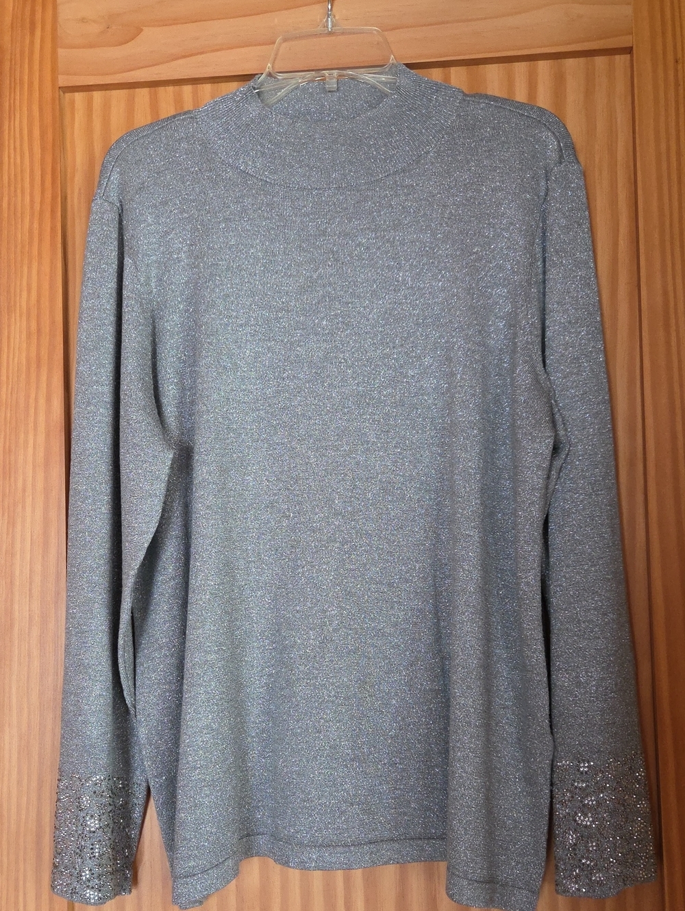 Chico's Silver Metallic Knit Top